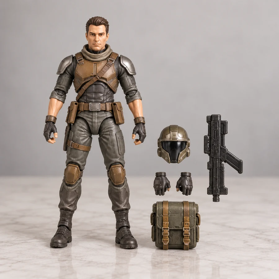 Example of an opened collectible displayed with its included accessories